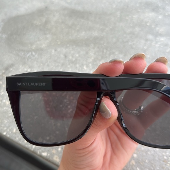 Saint Laurent Unisex Flat Top Sunglasses - Black Silver Lens